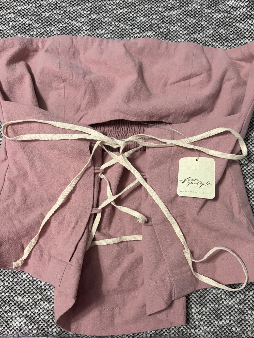Free People Dusty Mauve corset tube top with Tie Waist real bones NWT